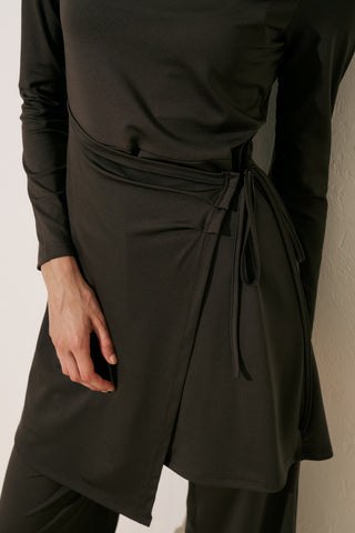 Wrap Skirt Swim Dress Brown