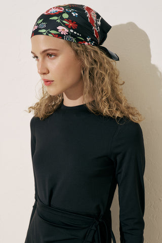 Wrap Skirt Swim Dress Black