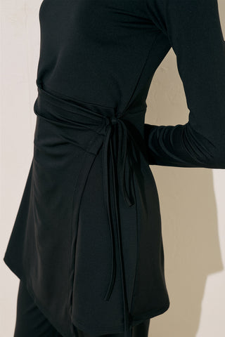 Wrap Skirt Swim Dress Black
