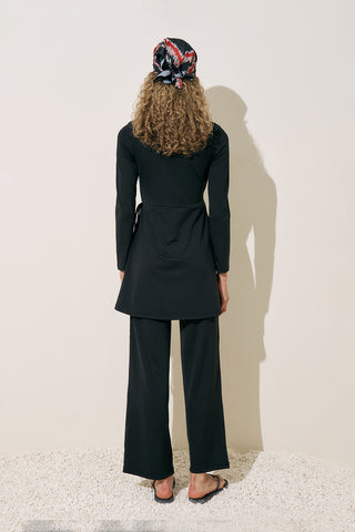 Wrap Skirt Swim Dress Black