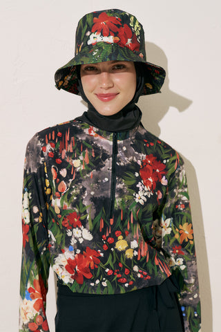 Printed Wrap Swimsuit Dark Garden