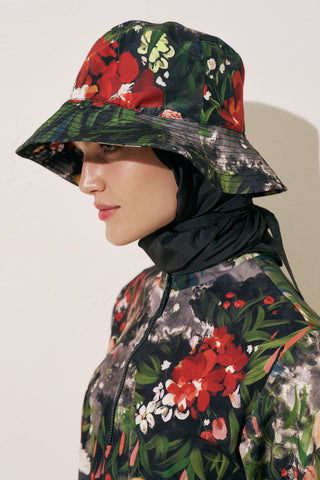 Printed Wrap Swimsuit Dark Garden