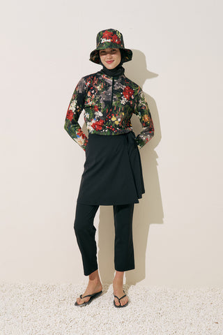 Printed Wrap Swimsuit Dark Garden