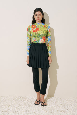 Modest Pleated Swim Skirt Black