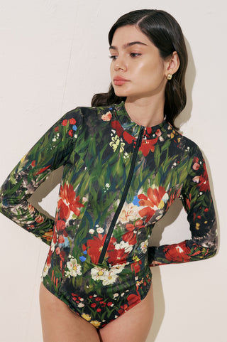 Zip Surf Suit Dark Garden