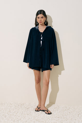 Terry Fabric Kimono Navy Blue