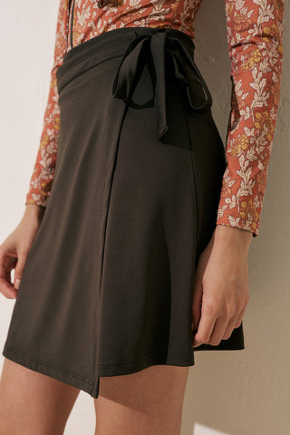 Wrap-Front Swim Skirt Brown