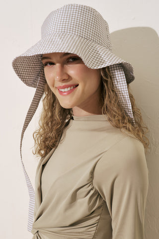 Bucket Hat With String Gingham
