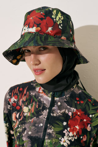 ŞAL DETAYLI BUCKET ŞAPKA DARK GARDEN