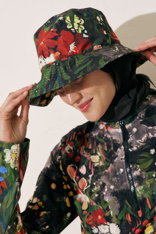 ŞAL DETAYLI BUCKET ŞAPKA DARK GARDEN