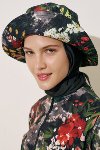 ŞAL DETAYLI BUCKET ŞAPKA DARK GARDEN