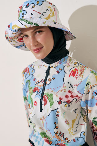 ŞAL DETAYLI BUCKET ŞAPKA SUMMER