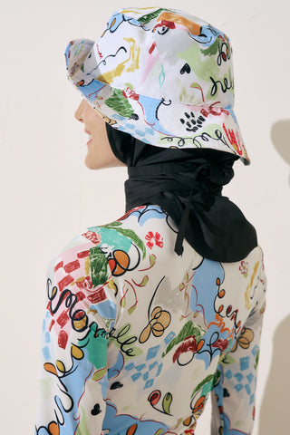 ŞAL DETAYLI BUCKET ŞAPKA SUMMER