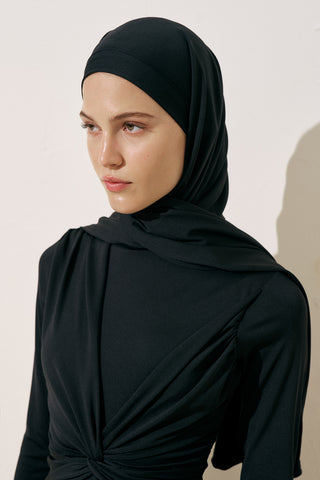 Tie Strap Swim Hat Black