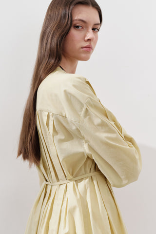 Pleated Wide-Sleeve Tunic Yellow
