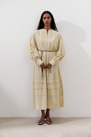 Pleated Volume Dress Yellow