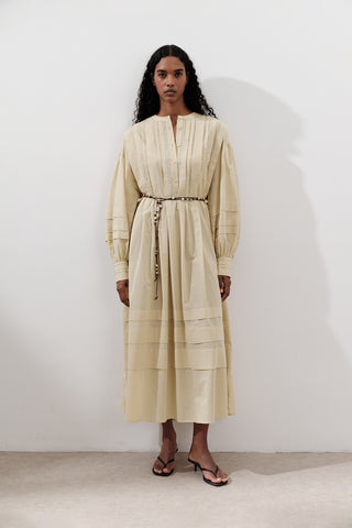 Pleated Volume Dress Yellow