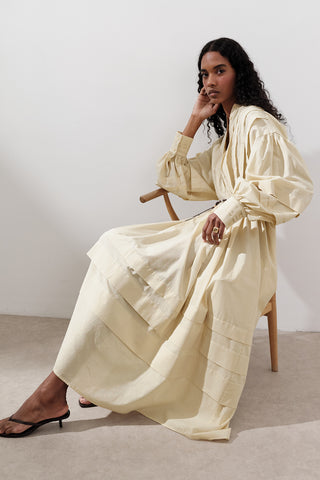 Pleated Volume Dress Yellow