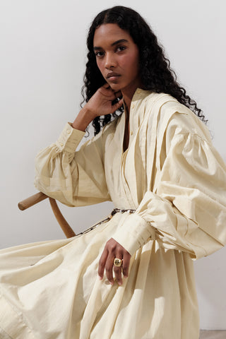 Pleated Volume Dress Yellow