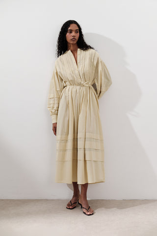 Pleated Volume Dress Yellow