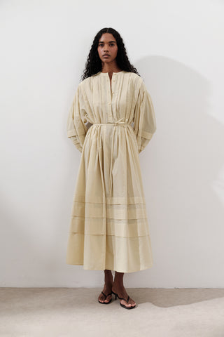 Pleated Volume Dress Yellow