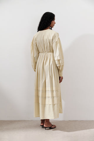 Pleated Volume Dress Yellow