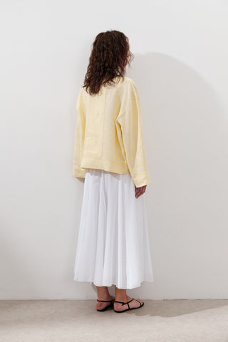 Single-Button Linen Blouse Yellow
