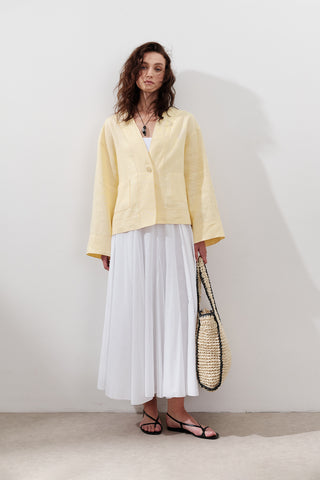 Single-Button Linen Blouse Yellow