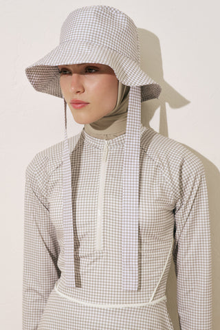 Piped Swim Dress Gingham