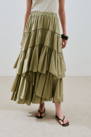 Tiered Boho Voile Skirt Pistachio