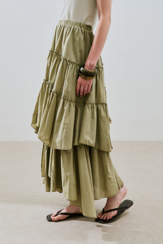 Tiered Boho Voile Skirt Pistachio