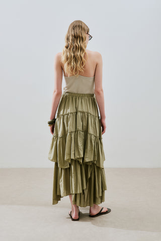 Tiered Boho Voile Skirt Pistachio