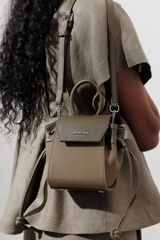 Canvas Flap Mini Bag Brown