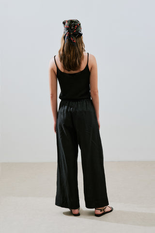 Linen Tie Trousers Black