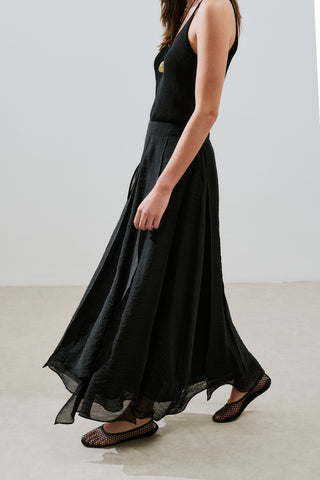 Tiered Ruffle Maxi Skirt Black