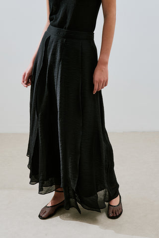 Tiered Ruffle Maxi Skirt Black