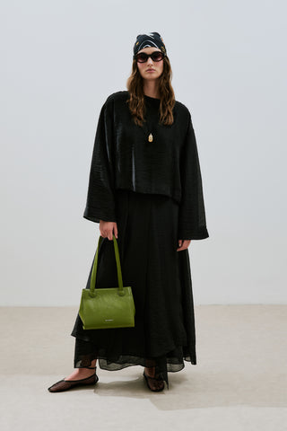 Tiered Ruffle Maxi Skirt Black