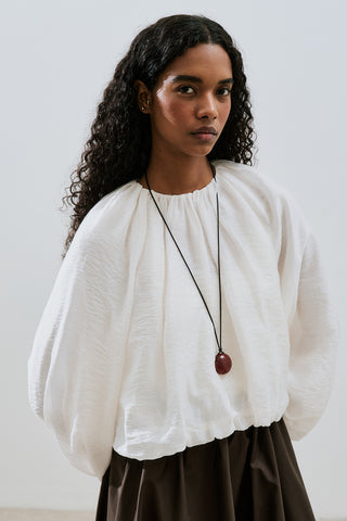 Balloon Sleeve Crop Top Ecru