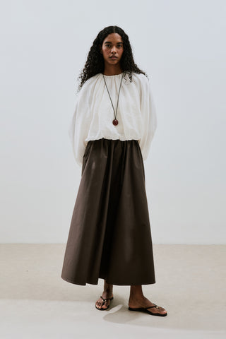 Balloon Sleeve Crop Top Ecru