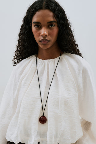 Balloon Sleeve Crop Top Ecru