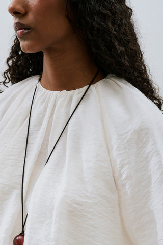 Balloon Sleeve Crop Top Ecru