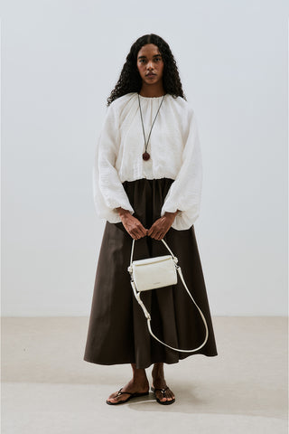 Balloon Sleeve Crop Top Ecru