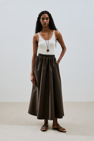 Ruffled Premium Skirt Dark Brown