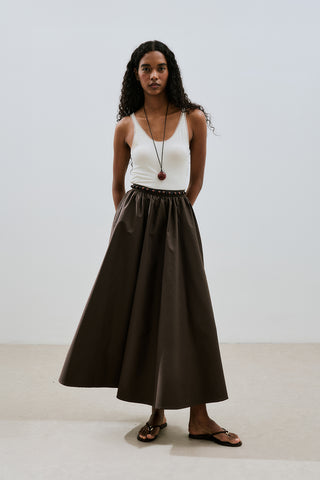 Ruffled Premium Skirt Dark Brown