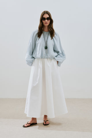 Balloon Sleeve Crop Top Blue