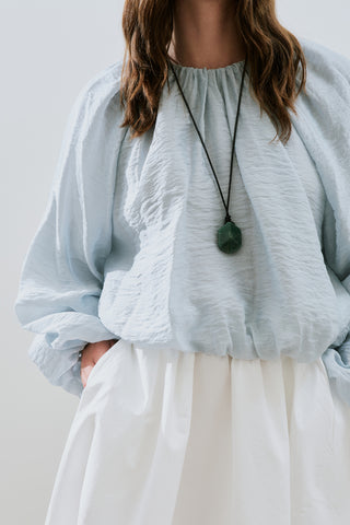 Balloon Sleeve Crop Top Blue