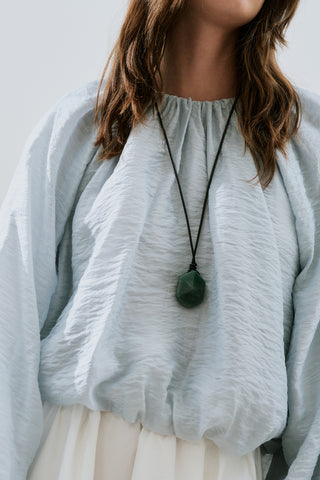 Balloon Sleeve Crop Top Blue