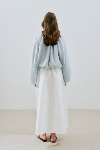 Balloon Sleeve Crop Top Blue