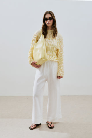 Crinkled-Effect Blouse Soft Yellow