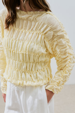 Crinkled-Effect Blouse Soft Yellow